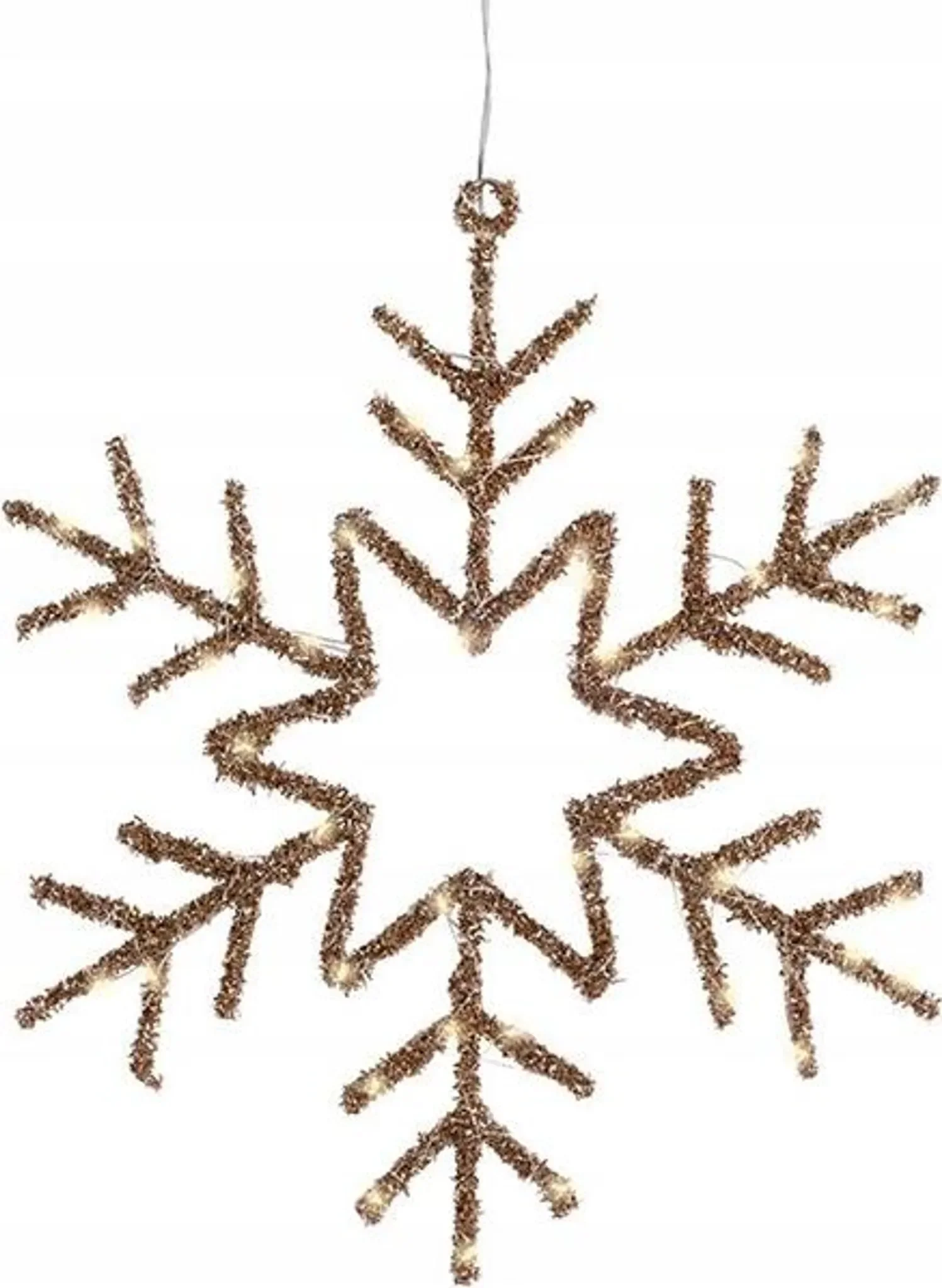 Weihnachts-Hängelampe Schneeflocke – LED-Dekoration 38 cm, Gold
