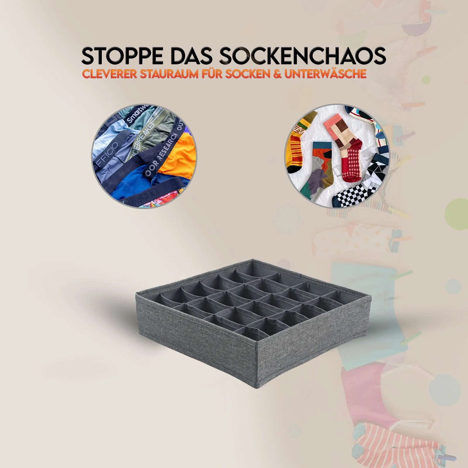 HAUSLEBEN Organizer Box 30x30x8 cm 24 Fächer faltbar