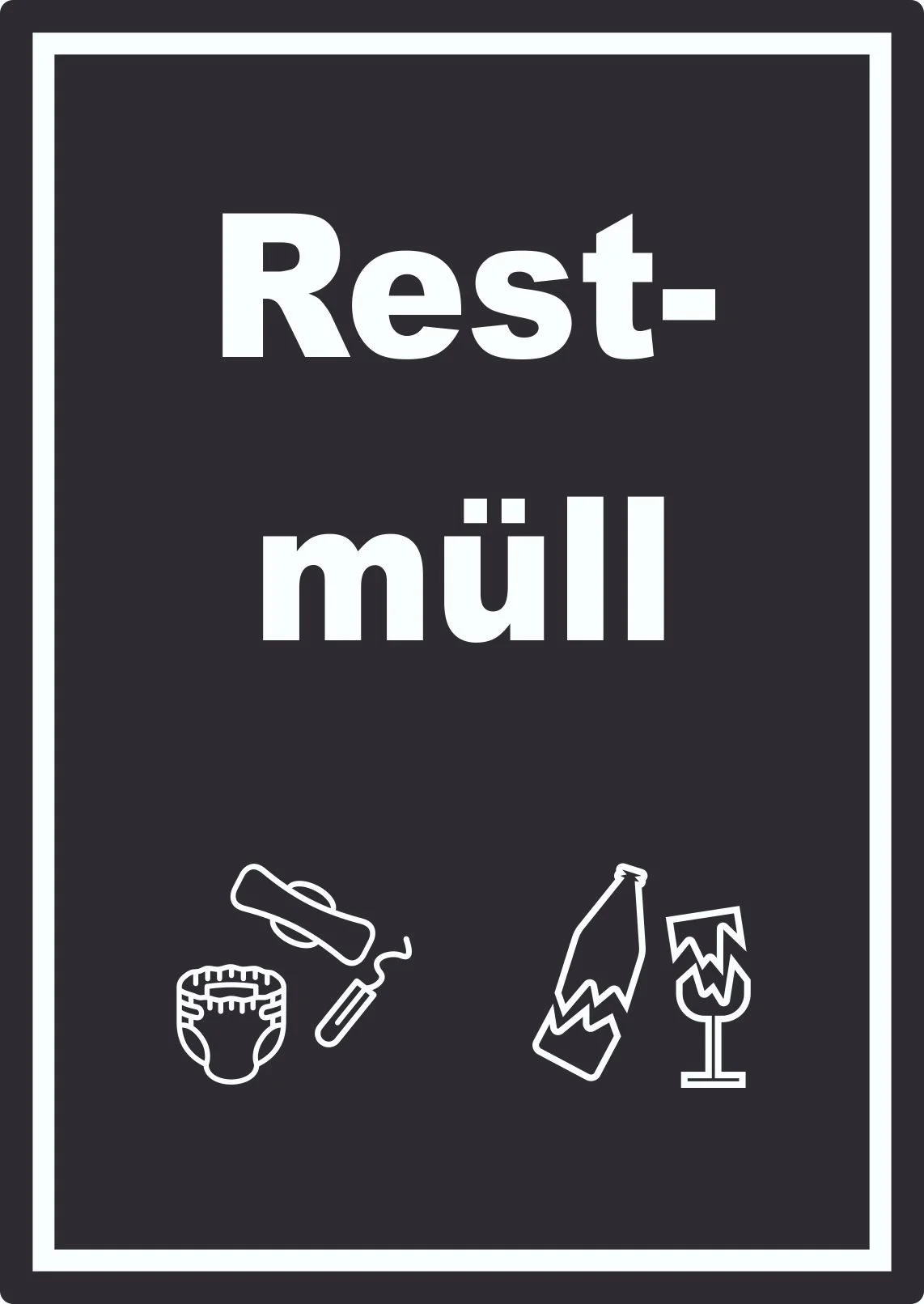 Aufkleber „Restmüll“ – Mülltrennung mit Text & Symbol