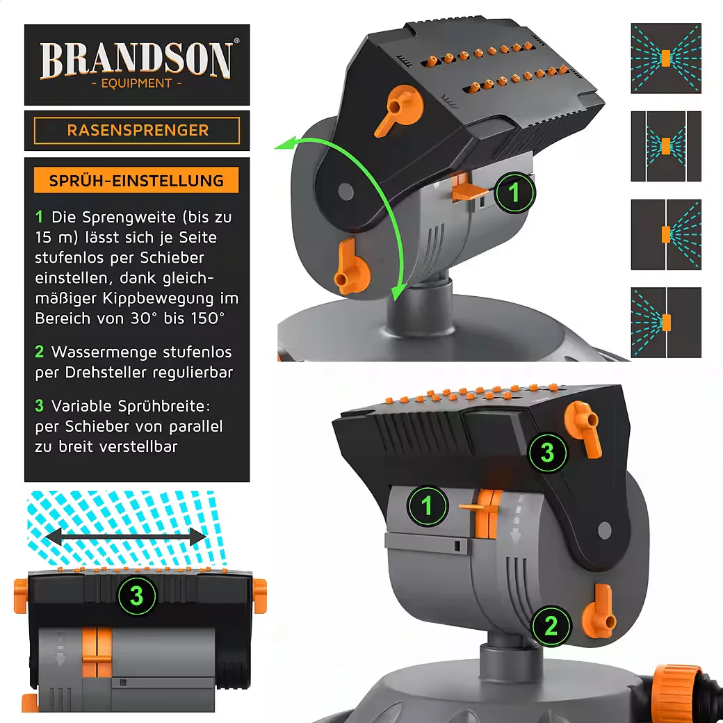 Brandson Oszillationsregner Rasensprenger Garten 150 m2