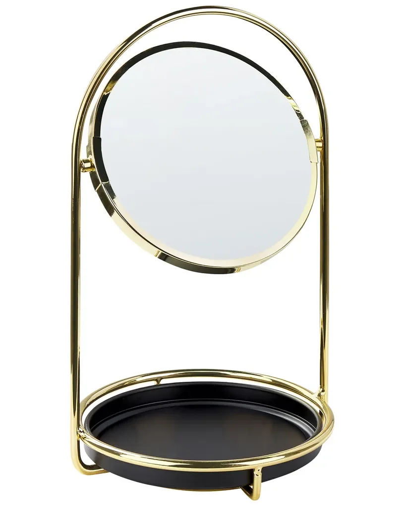 Beliani Schminkspiegel 15 cm doppelseitig gold schwarz