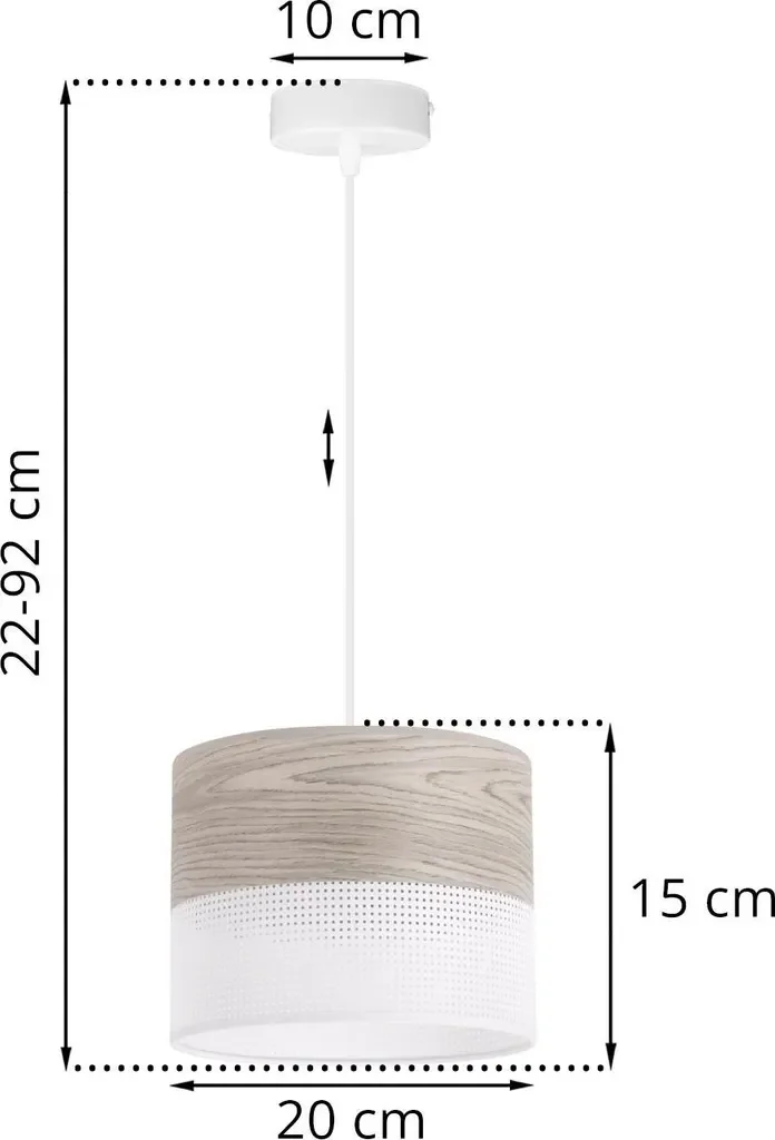 LIGHT HOME LH Pendelleuchte Weißes Eichenfurnier 20 cm