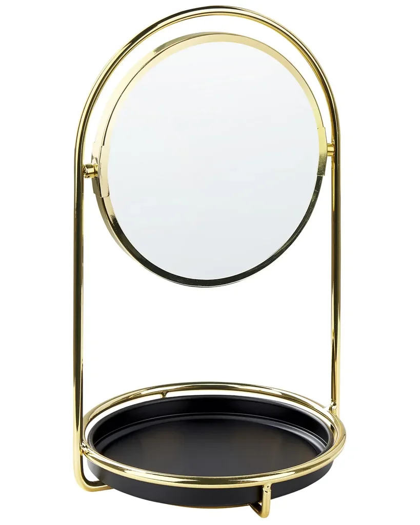 Beliani Schminkspiegel 15 cm doppelseitig gold schwarz