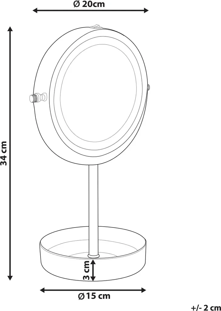Beliani LED Kosmetikspiegel doppelseitig 20 cm