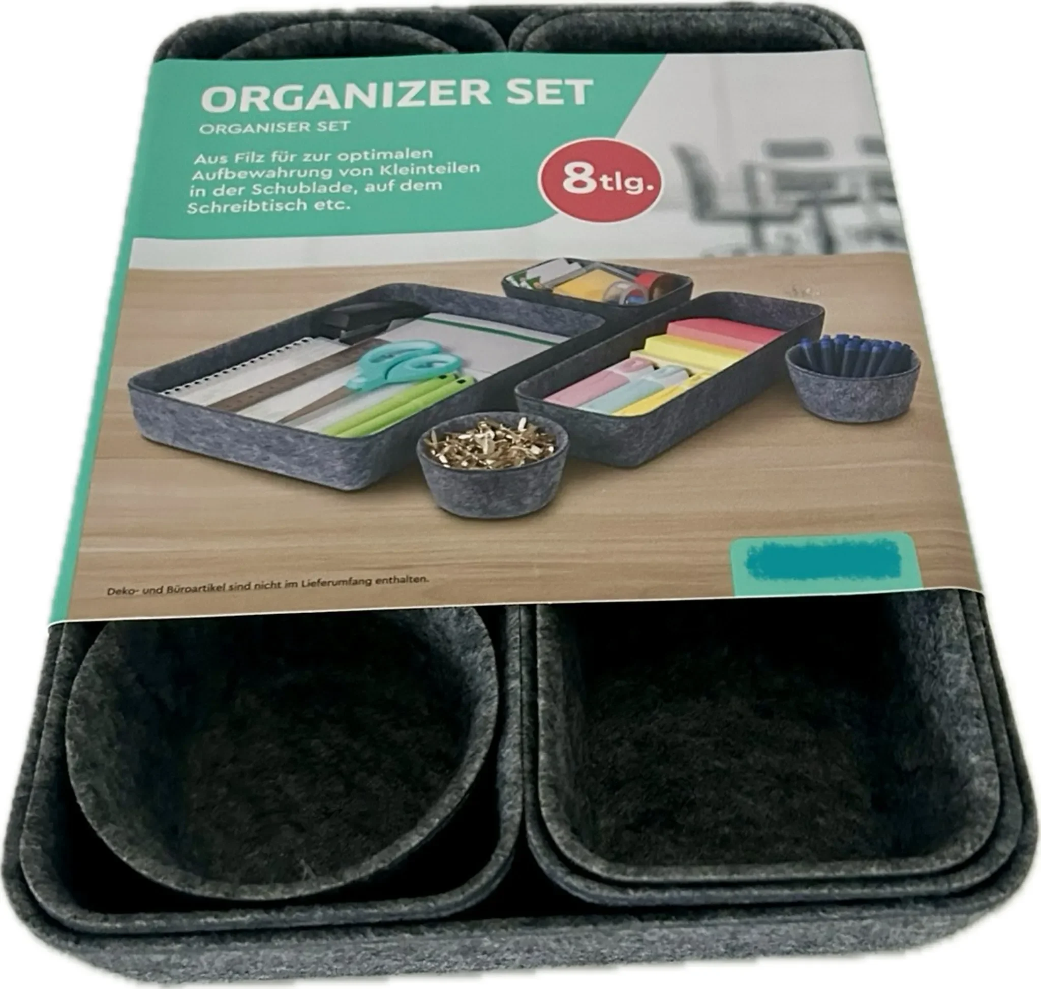 Schubladen-Organizer ZEMBOR – Set aus 8 Stk., Grau