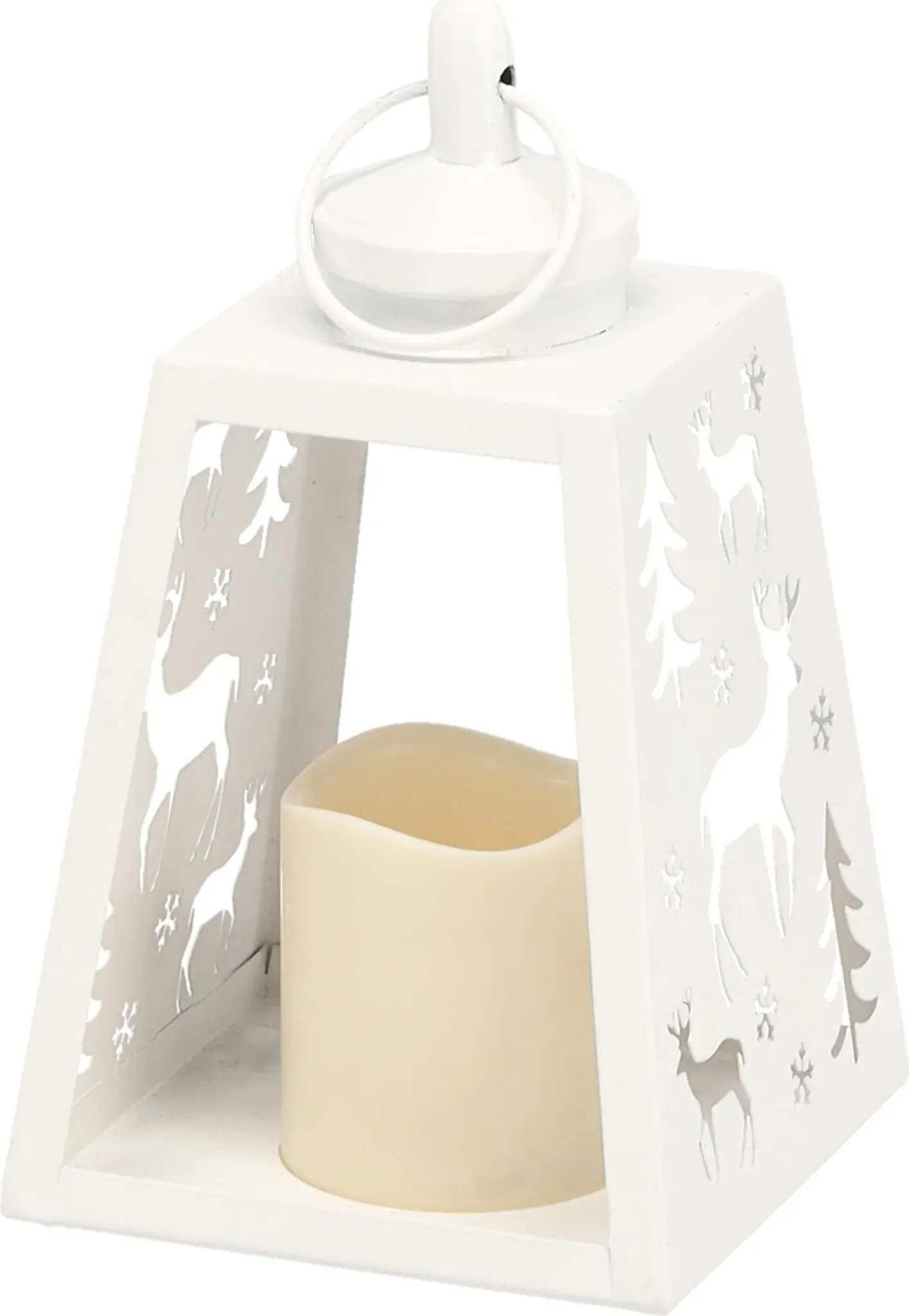 LED-Weihnachtslaterne aus Metall – Weiß, dekorativ