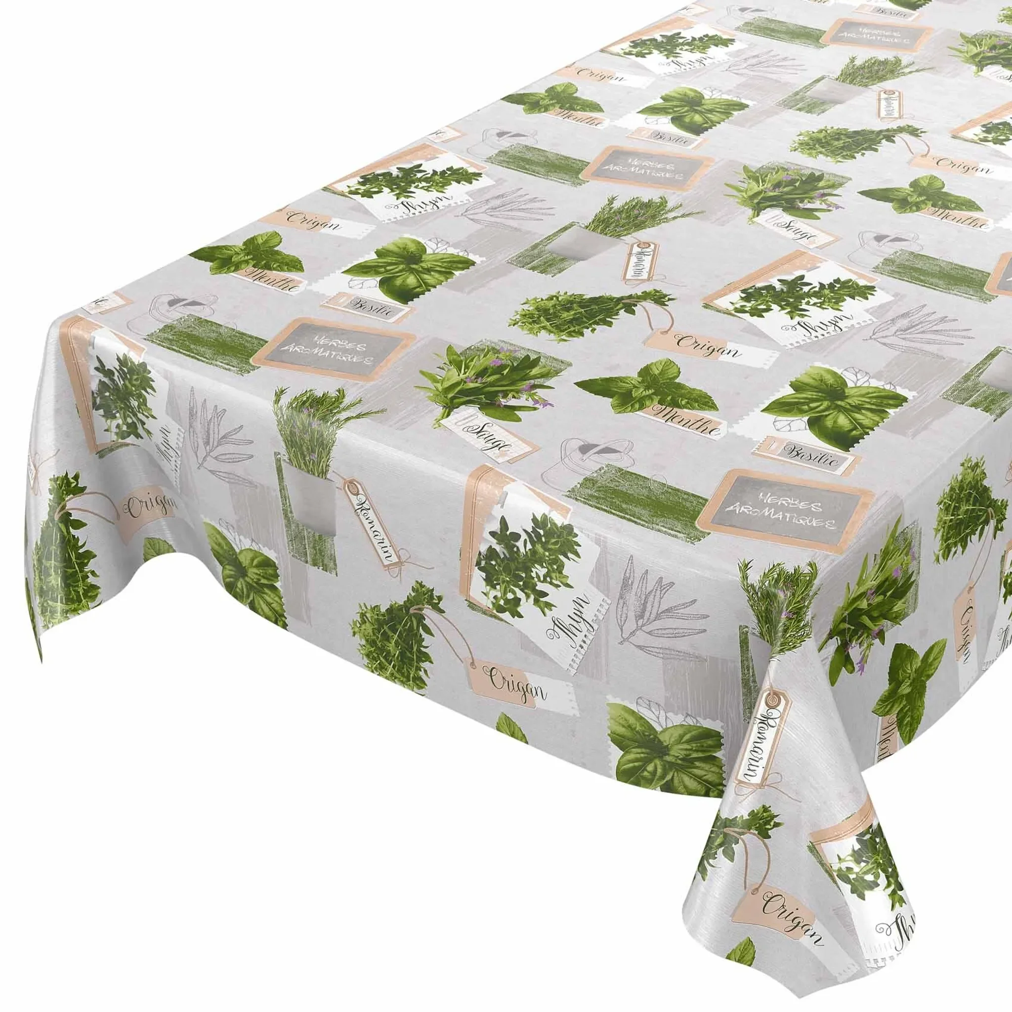 Tischdecke Wachstuch „Essen“ Grau – robust & wasserabweisend