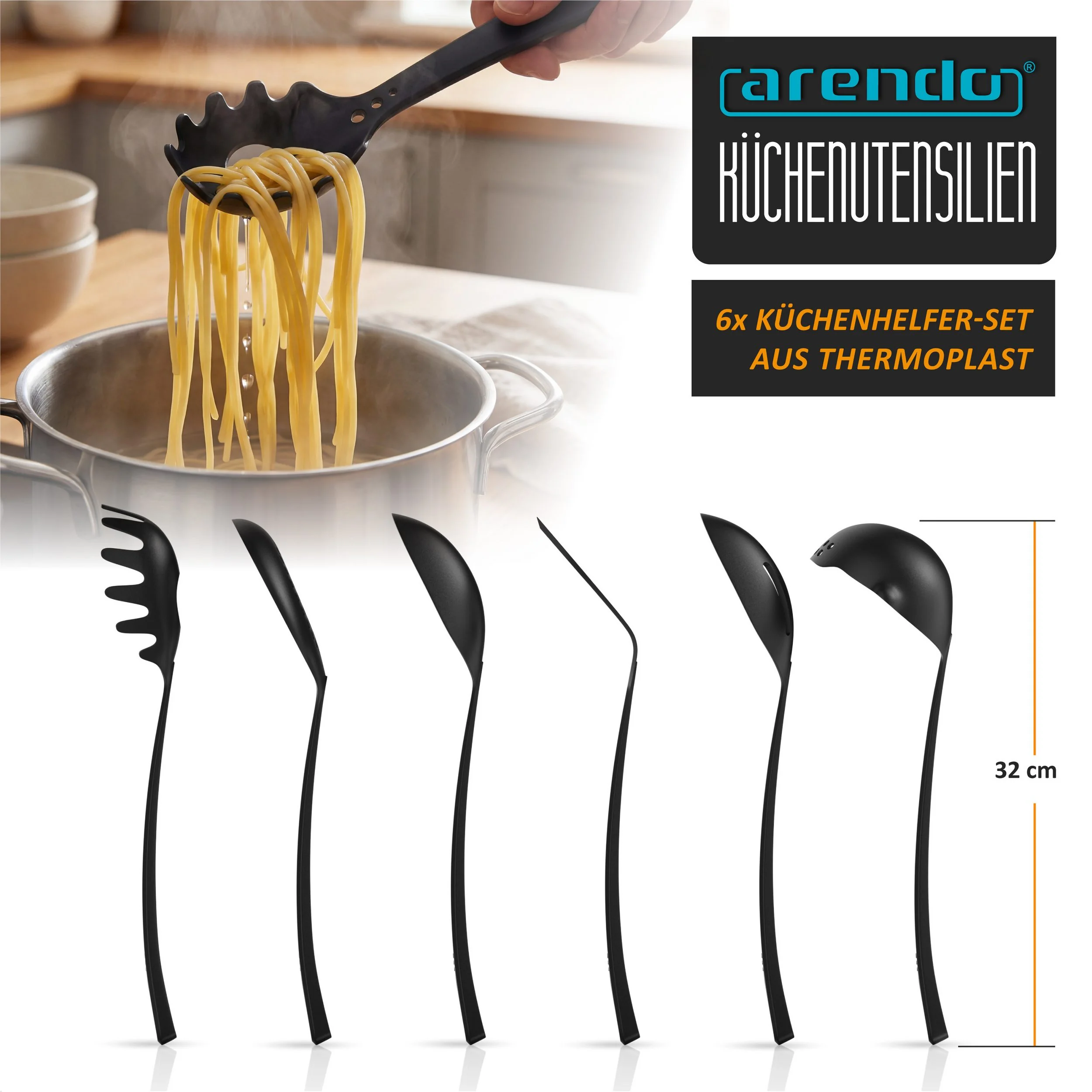 ARENDO Küchenhelfer 6er Set spülmaschinenfest kratzfrei