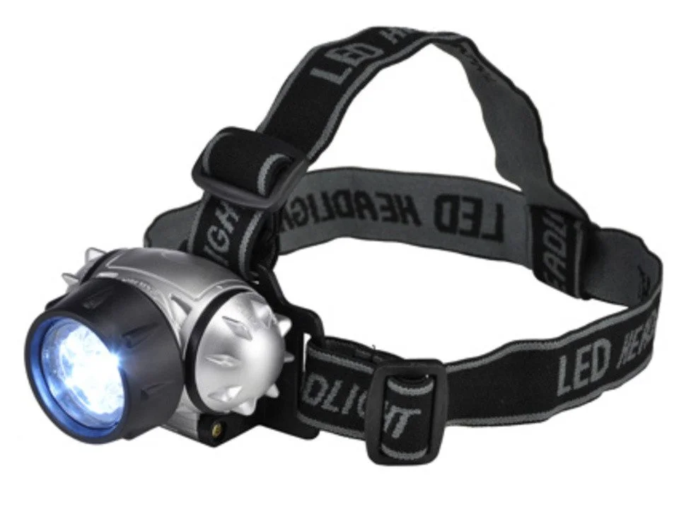 LED Stirnlampe mit 7 LEDs – verstellbare Kopflampe in Silber