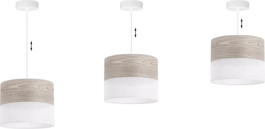LIGHT HOME LH Pendelleuchte Weißes Eichenfurnier 20 cm