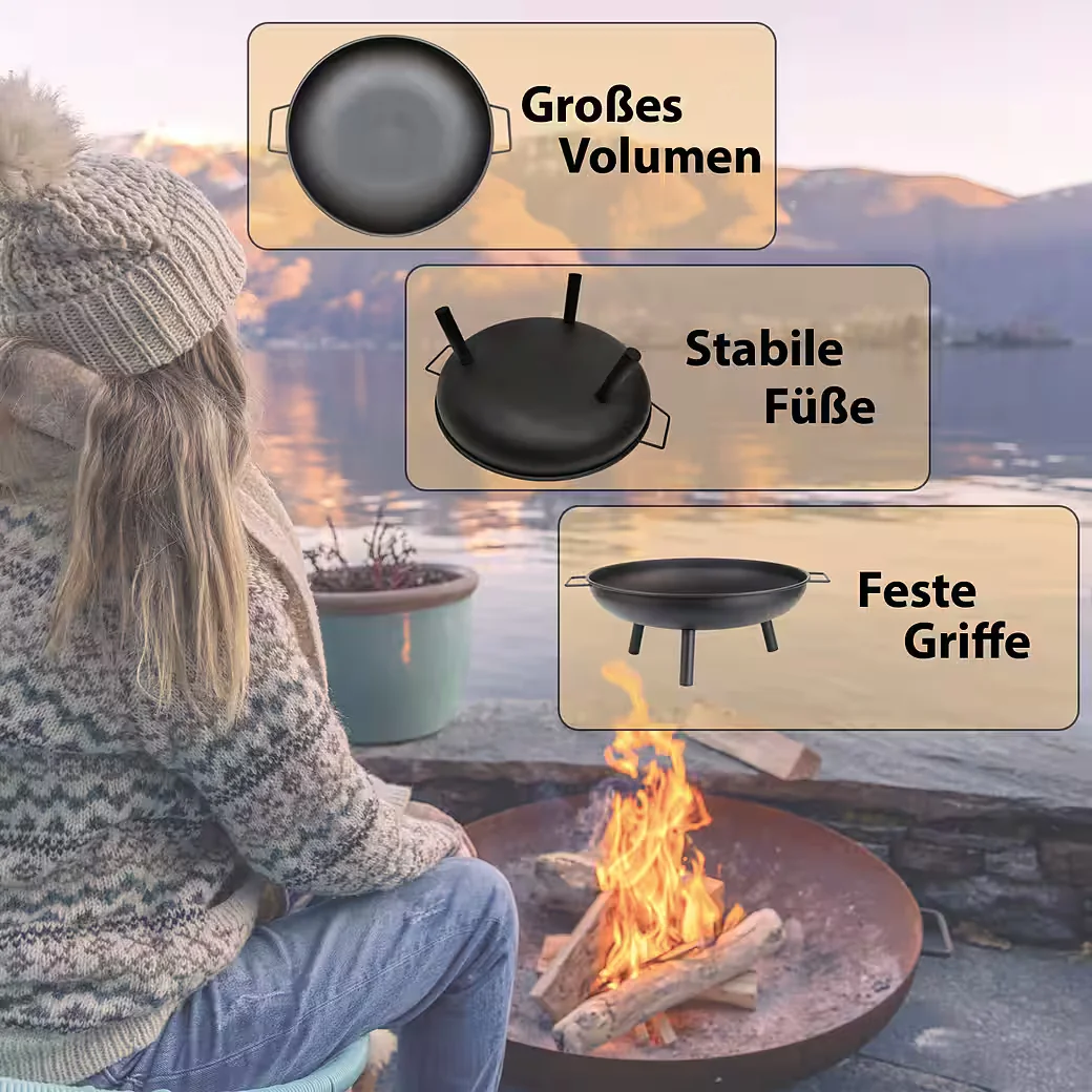 MONTAFOX Feuerschale Metall 58 cm für Garten Terrasse