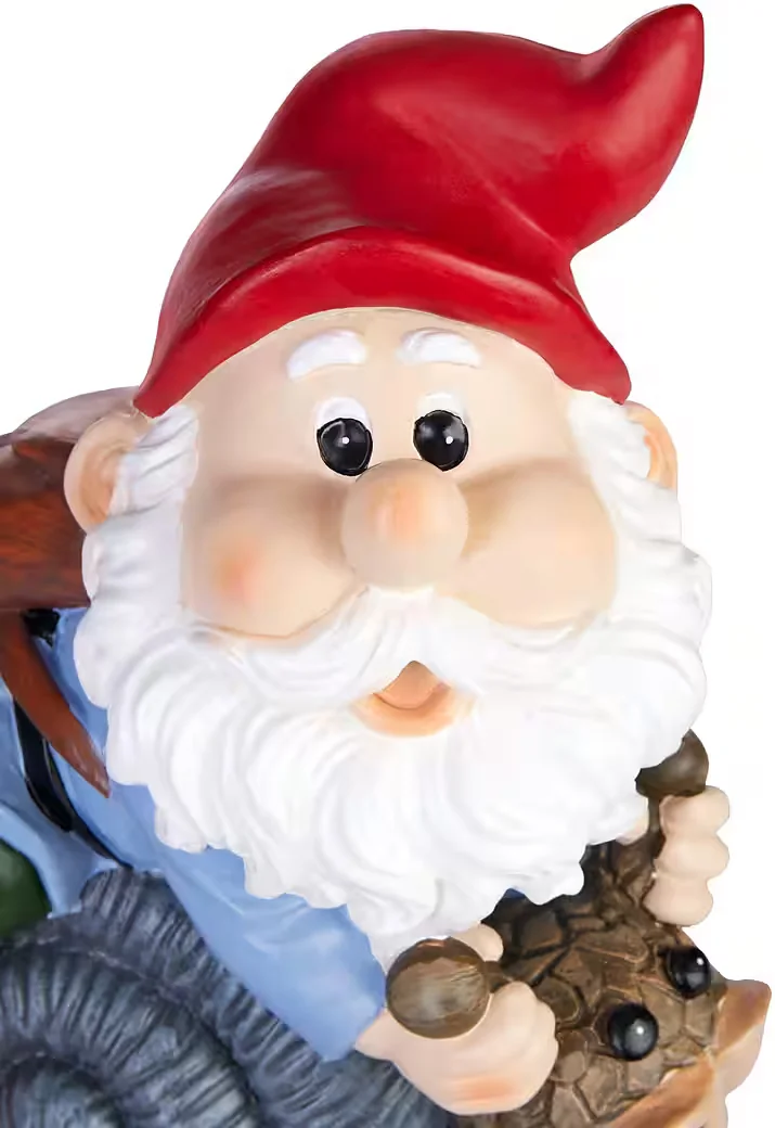 BRUBAKER Gartenzwerg mit Schnecke lustige Gartenfigur