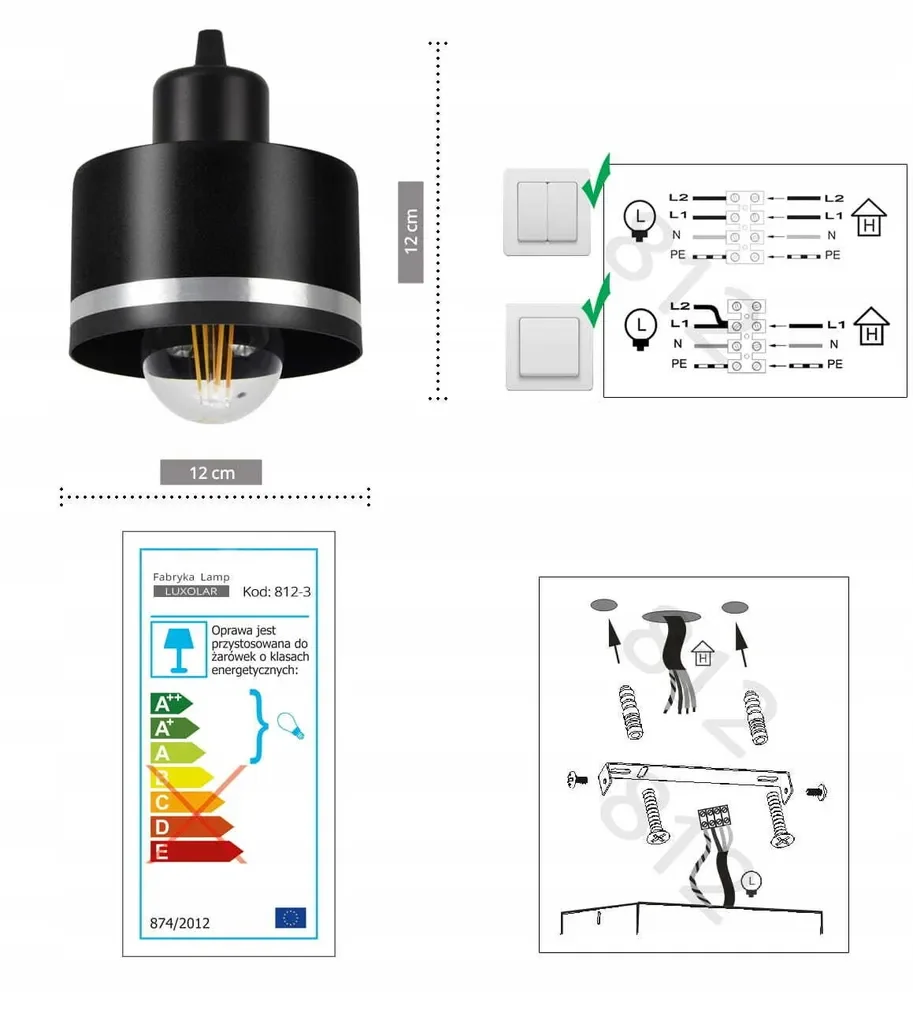 Luxolar LED Deckenleuchte schwenkbar E27 schwarz chrom