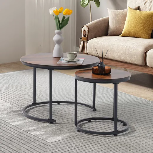 SUNSITT Couchtisch 2er Set MDF Stahlrahmen