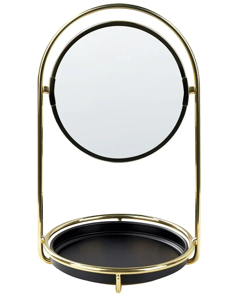 Beliani Schminkspiegel 15 cm doppelseitig gold schwarz
