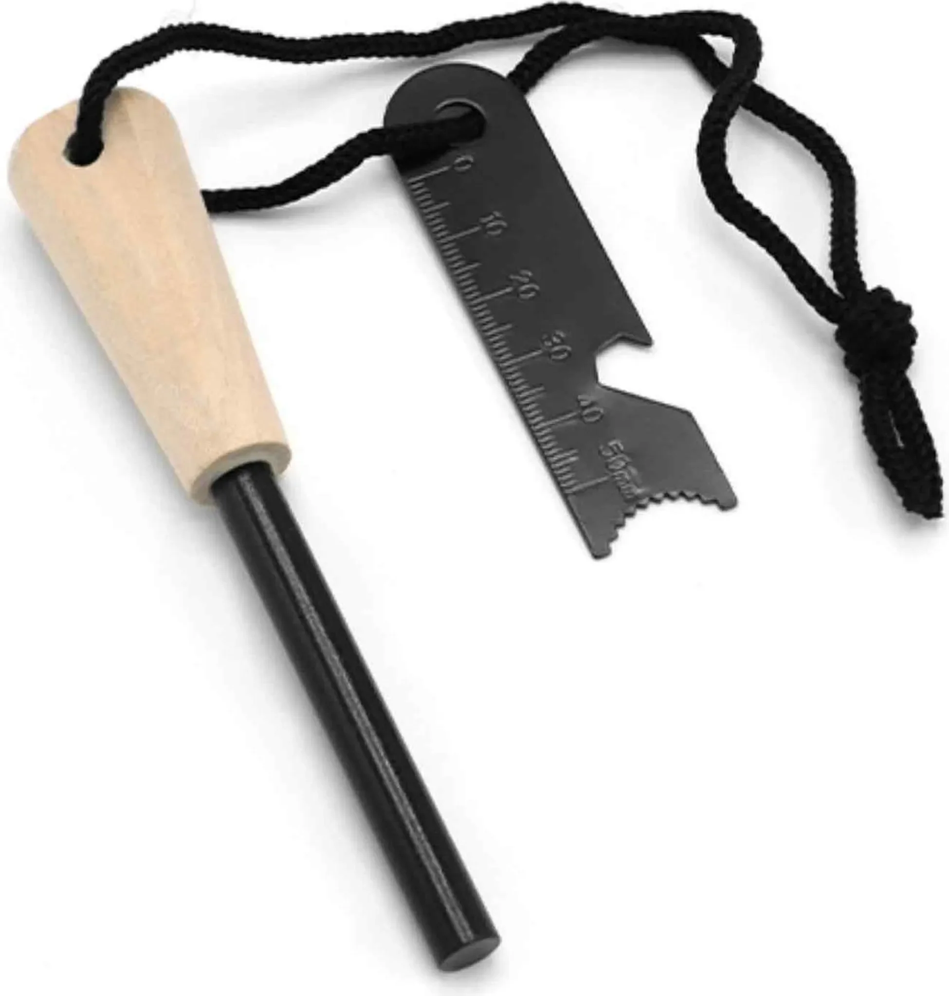 Survival-Feuerstahl aus Magnesium & Ferrocerium – Outdoor-Feuerstarter mit Holzgriff