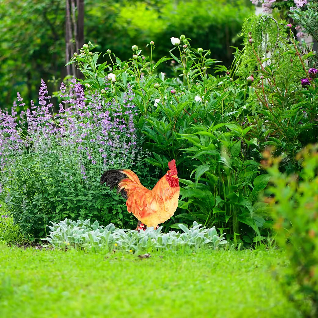 Relaxdays Gartenfigur Hahn Dekofigur