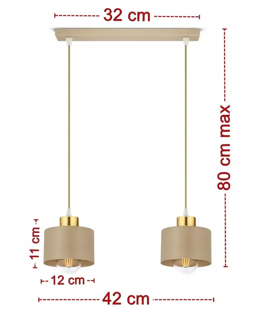 FKL DESIGN Home Deco Hängelampe Ecru Gold 2flg E27