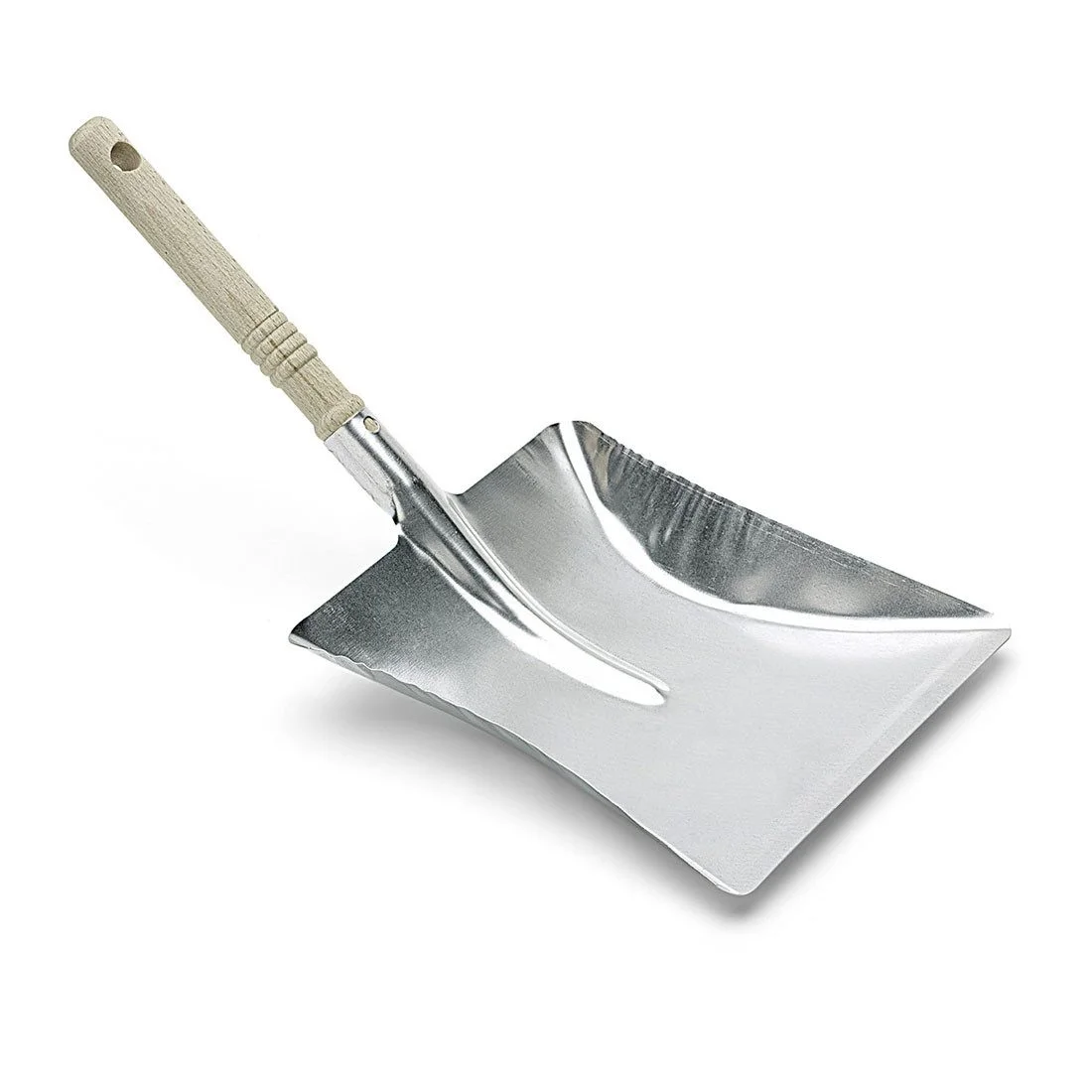 Kehrschaufel aus verzinktem Metall – mit ergonomischem Holzgriff