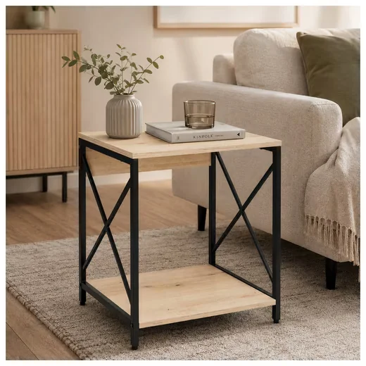 HTI-Living Beistelltisch Cedrik Artisaneiche Schwarz