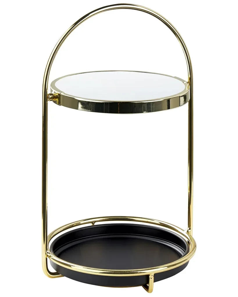Beliani Schminkspiegel 15 cm doppelseitig gold schwarz