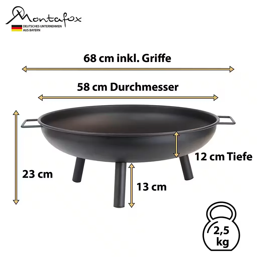 MONTAFOX Feuerschale Metall 58 cm für Garten Terrasse