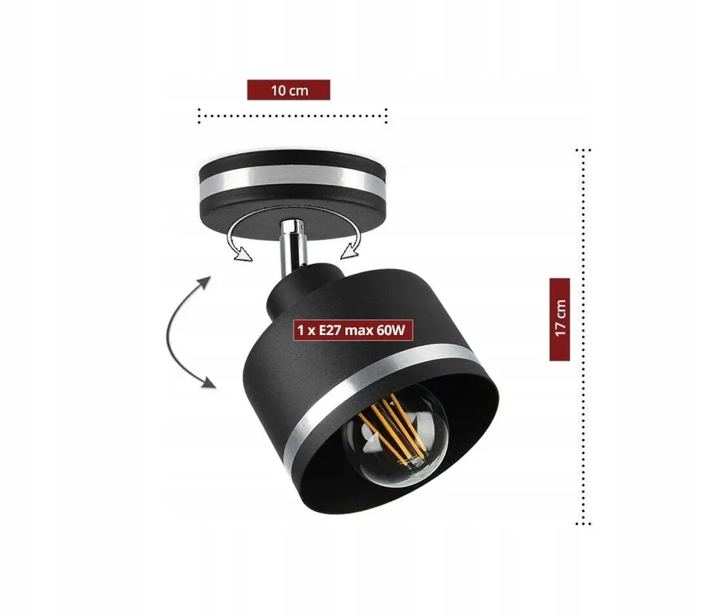 Luxolar LED Deckenleuchte schwenkbar E27 schwarz chrom