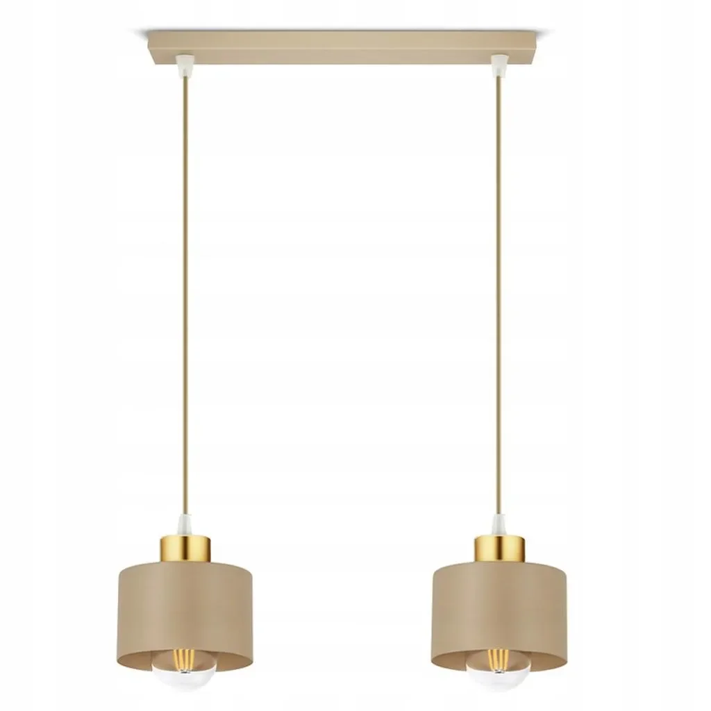 FKL DESIGN Home Deco Hängelampe Ecru Gold 2flg E27